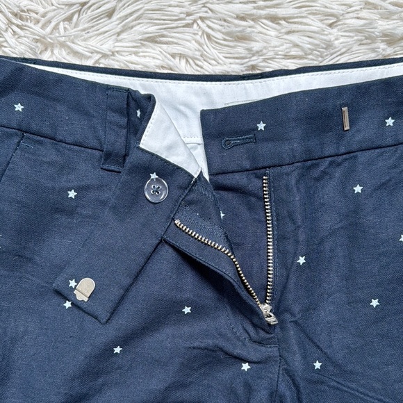 🎉HP🎉 J. Crew Scalloped Hem Linen Blend Star Shorts 💗 Navy - Picture 8 of 16